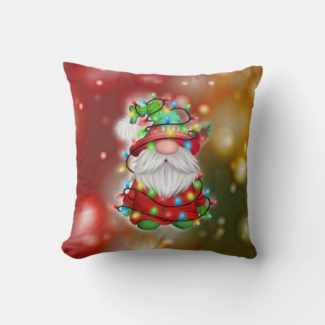 Coussin Chandail de Noël Gnome Feux Tangle (Recto)