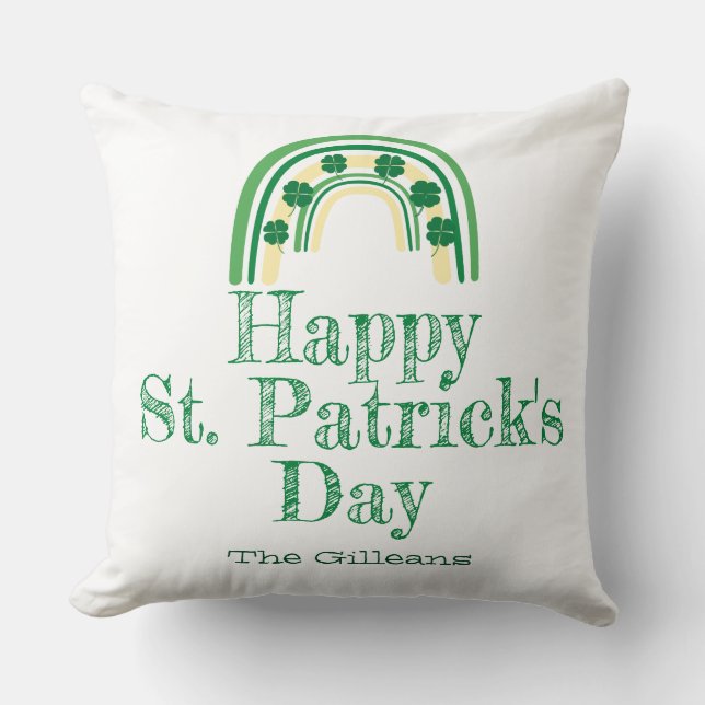Coussin Chandail vert Shamrock en fer à cheval St. Patrick (Recto)
