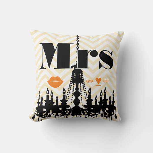 Coussin Chandelier orange Mme Lips Pale Jaune Zig Zag (Recto)
