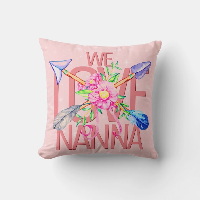 Coussin Change Text Name Boho Arrows Flowers We Love NANA (Recto)