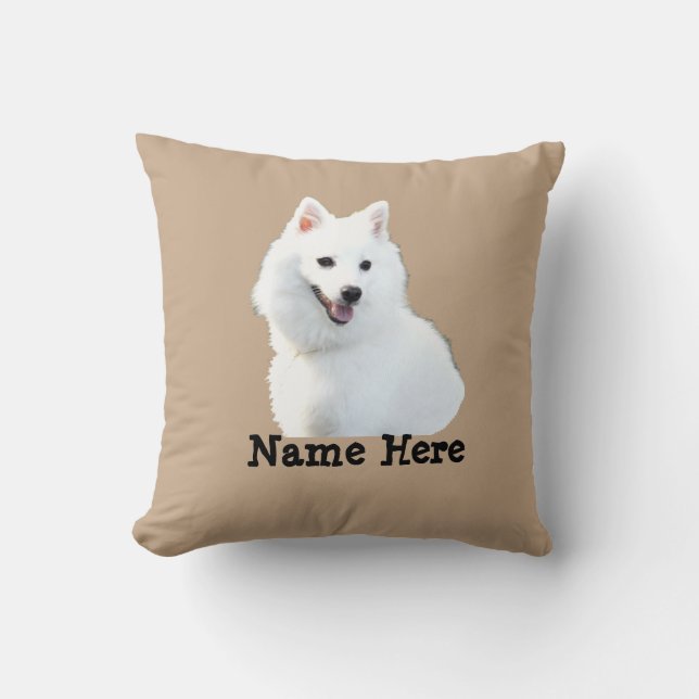 Coussin Changer de nom Propre texte photo Chien de spitz j (Recto)