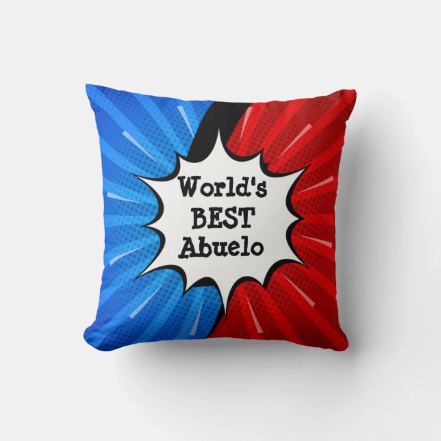 Coussin Changer de nom Worlds Best Abuelo Red Blue Comic (Recto)