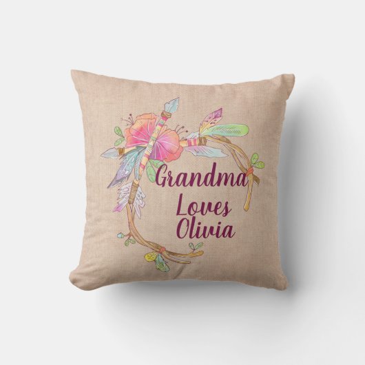Coussin Changer N'Importe Quel Texte Grand-Mère Aime Grand (Recto)