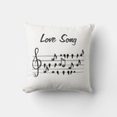 Coussin Chanson d'amour Oiseau Notes Art Noir Blanc (Recto)
