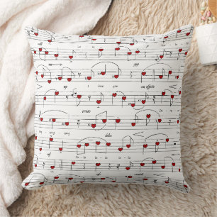 Coussin Chanson d'amour Partition de musique cœur
