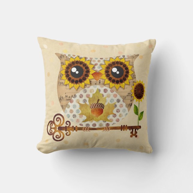 Coussin Chanson d'Automne de Hibou (Recto)