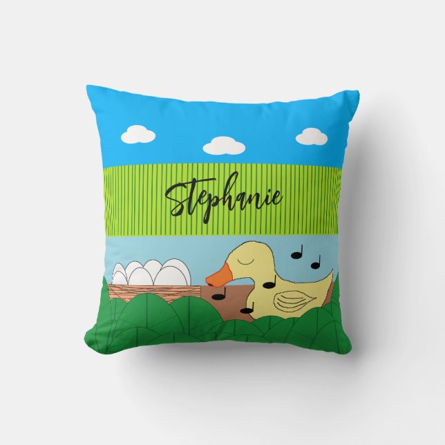 Coussin Chanter Mère Canard Près De L'Eau : (Recto)