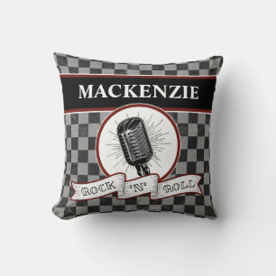 Coussin Chanteur de musique rock et de rouleaux Retro Micr