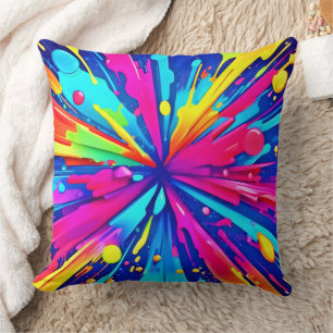 Coussin Chaos coloré : Peinture Splatter Art Abstrait