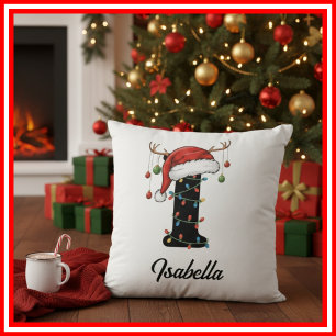 Coussin Chapeau de Santa en bois de cerf de Noël de famill