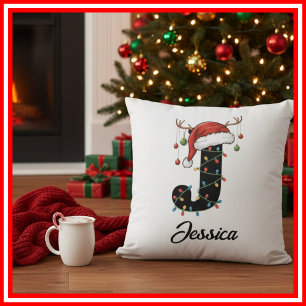 Coussin Chapeau de Santa en bois de cerf de Noël de famill