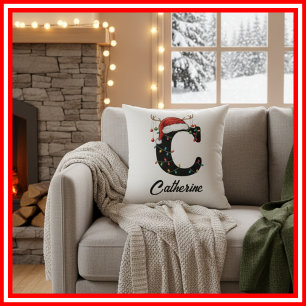 Coussin Chapeau de Santa en bois de cerf de Noël de famill
