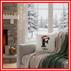 Coussin Chapeau de Santa en bois de cerf de Noël de famill