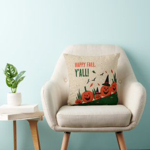 Coussin Chapeau de sorcière citrouille mignon Happy Fall Y