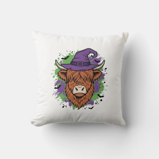 Coussin Chapeau de sorcière de vache des Highlands Hallowe (Recto)