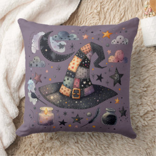 Coussin Chapeau de sorcière fantaisiste et magie céleste
