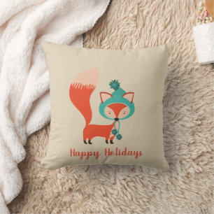 Coussin Chapeau d'hiver moderne Renard Fêtes