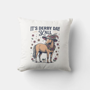Coussin Chapeau Floral de Cheval de Derby Day Y’all