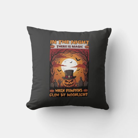 Coussin Chapeau haut de forme de citrouille d'Halloween de (Recto)