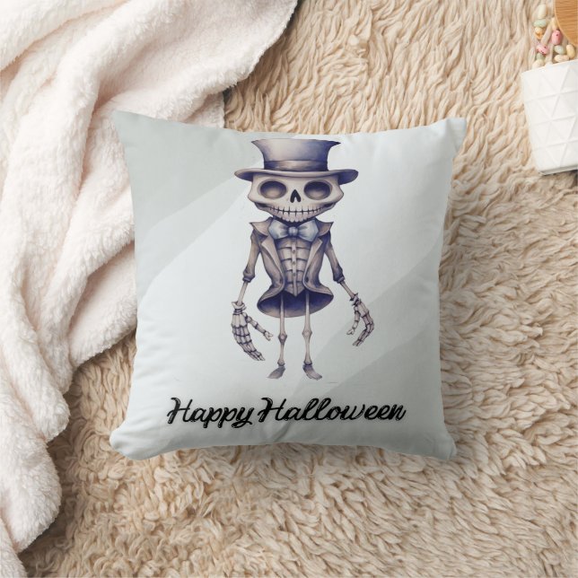 Coussin Chapeau Haut-de-Forme Papillon Squelette Gris Joye (Couverture)