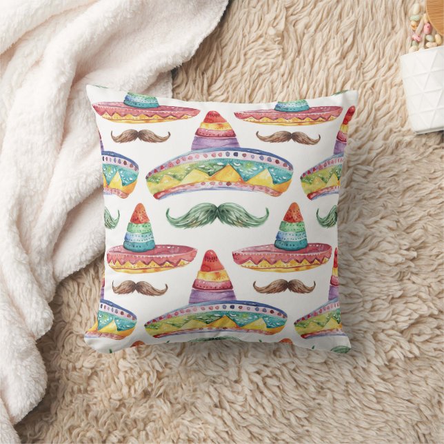 Coussin Chapeaux de Cinco de Mayo Moustache Rouge Vert (Couverture)