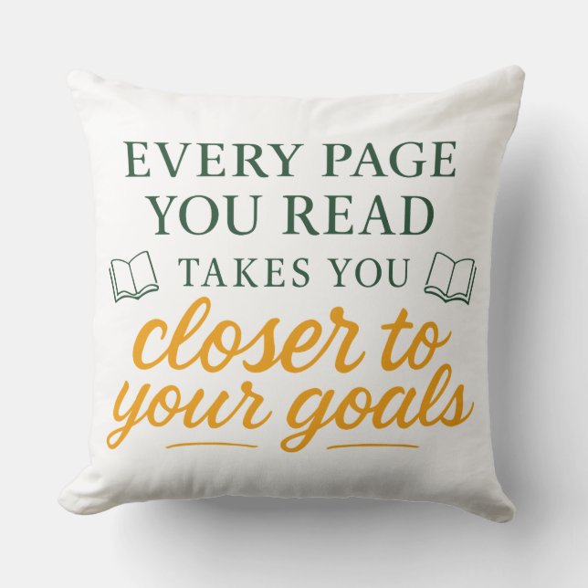 Coussin Chaque page que vous lisez | Citation de lecture m (Recto)