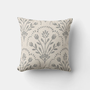 Coussin Charbon et beige floral motif à coquille tendre et