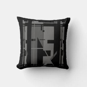 Coussin Charbon gris sur Black Tribal Art Motif Abstrait