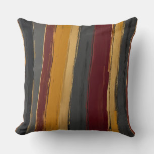 Coussin Charbon jaune rouge et rayures grises