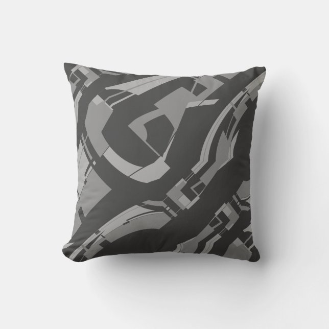 Coussin Charbon noir gris diagonal Moderne du milieu du si (Recto)