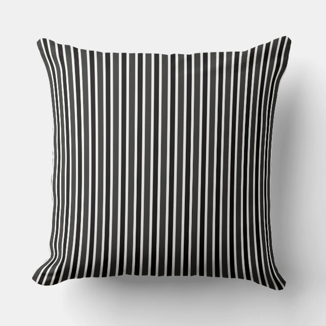 Coussin Charbon, rayures noires et blanches (Recto)