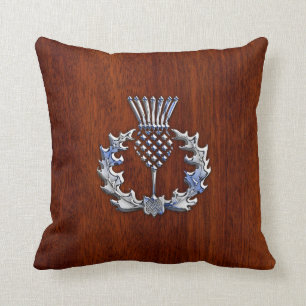 Coussin Chardon écossais en bois élégant de chrome et
