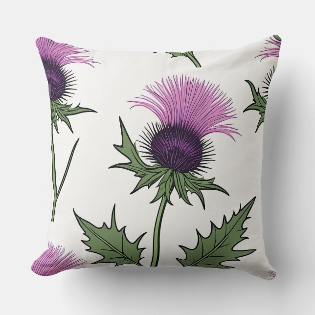 Coussin Chardon pourpre sauvage (Recto)
