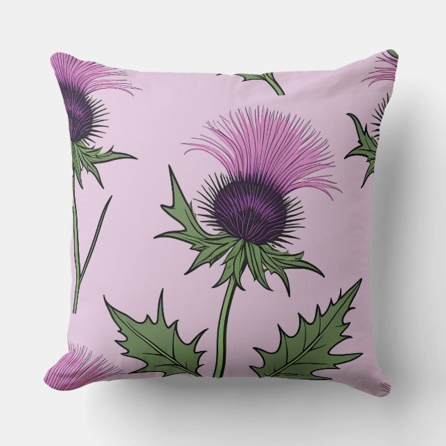 Coussin Chardon violet sauvage (rose) (Recto)