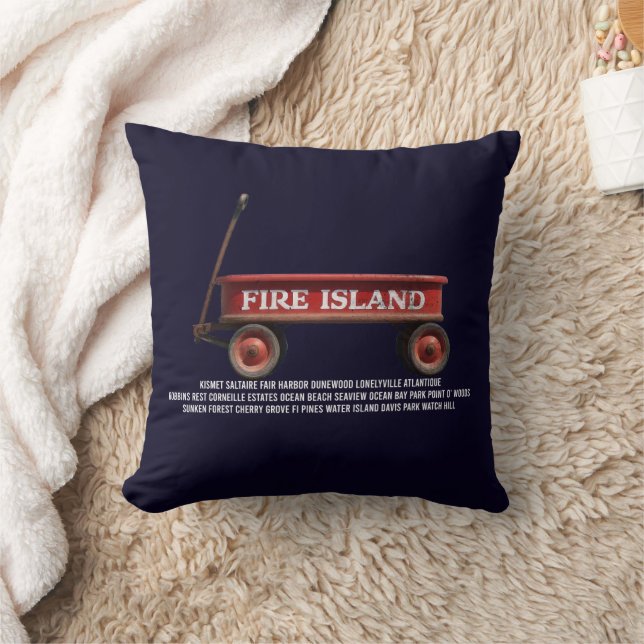 Coussin chariot rouge rétro de Fire Island plage vacances  (Couverture)