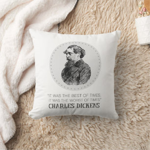 Coussin Charles Dickens Portrait et Citation