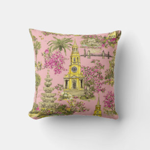 Coussin Charleston en fleurs – Illustration de voyage Cott
