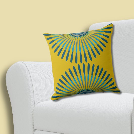Coussin Charmant été Jaune-Bleu Plumes Star Motif
