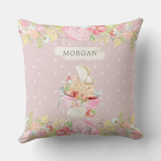 Coussin charmant jardin charmant de fée bébé monogramme en (Verso)