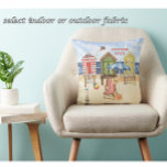 Coussin Charmant Monogramme de plage de Shore en été<br><div class="desc">Profitez de cette scène de plage amusante et colorée — détendez-vous et soyez là quand vous le souhaitez. Vous avez le choix entre le coton, le polyester ou les matières extérieures. Ajoutez simplement votre monogramme au sac de plage ou supprimez et vous pouvez décider de changer "jours d'été" à votre...</div>