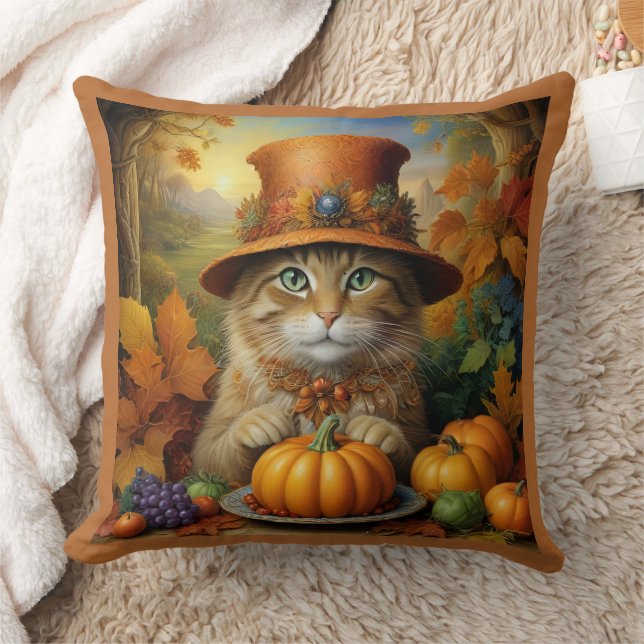 Coussin Charmant Thanksgiving Chat en déguisement (Couverture)