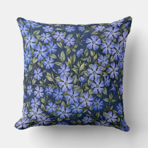 Coussin Charmantes fleurs de pervenche dispersées bleu pro