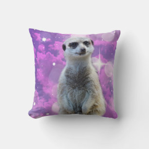 Coussin Charme chatoyant : Meerkat sur Pink Bokeh Arrière