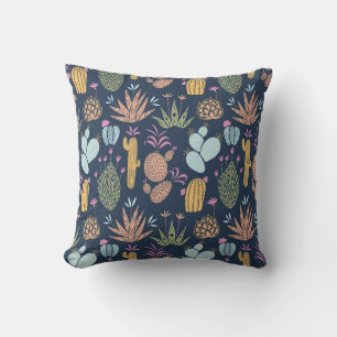 Coussin Charme de cactus : Vintage coloré Floral