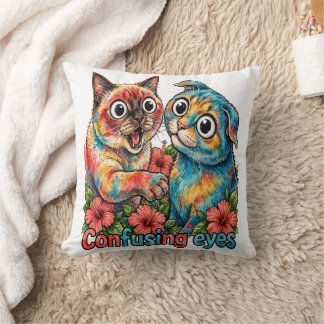 Coussin Charme de chat siamois et chartreux drôle amateur