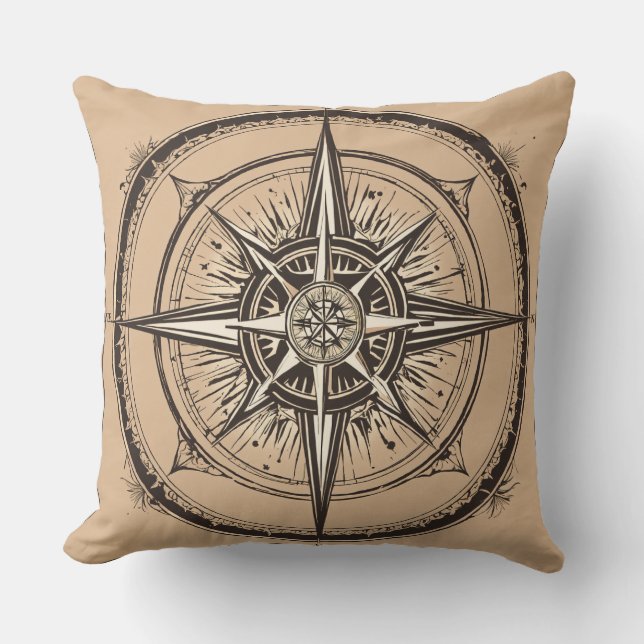 Coussin "Charme de navigation : Compass Printed Coussin" (Recto)