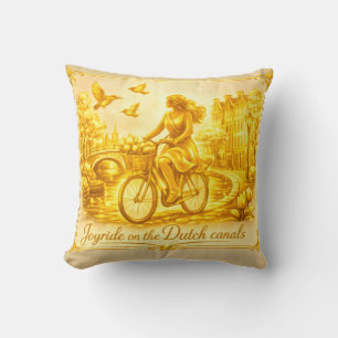 Coussin Charme des ponts arqués d'Amsterdam en or