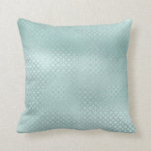 Coussin Charme d'océan d'Aqua de Tiffany d'argent d'art