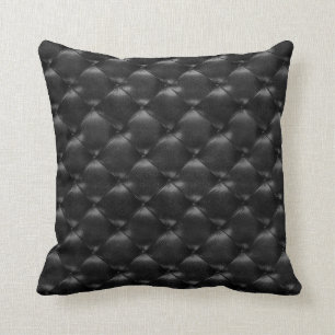 Coussin Charme opulent en cuir tufté fascinant noir de