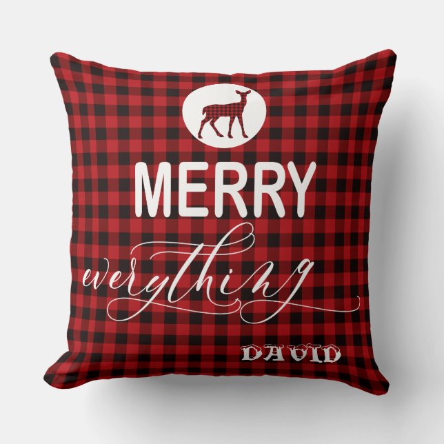 Coussin Charme Red Buffalo Holiday MERRY Tout (Recto)